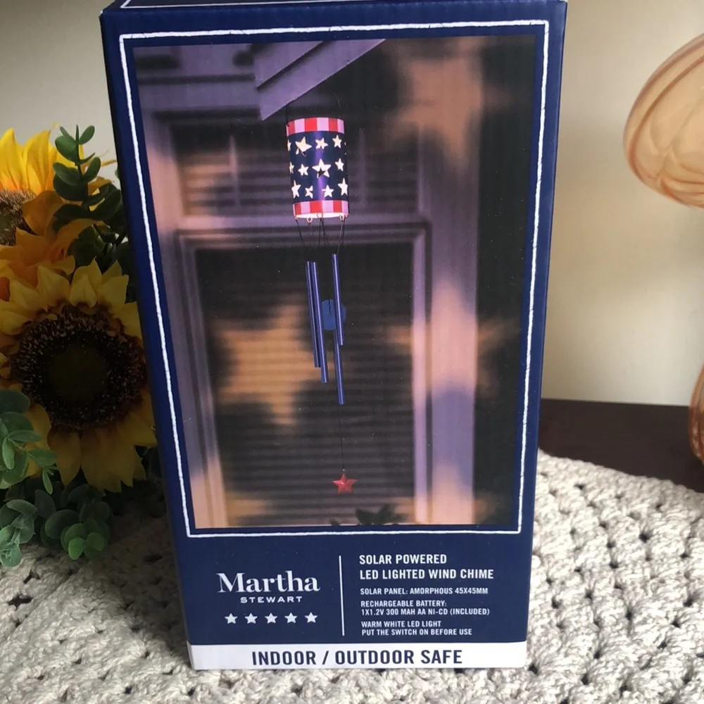 Martha Stewart Solar Powered LED Wind Chime with Patriotic Colors